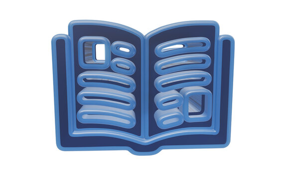 Open book with pages visible as a 3d icon isolated on transparent background for literature and reading themes or educational content development and digital library interfaces in professional style