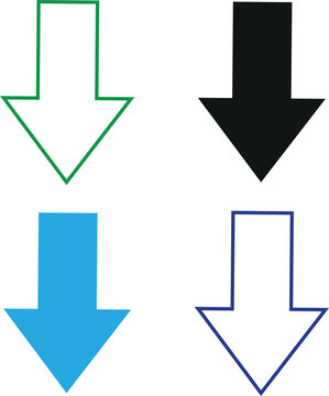 Downward Pointing Arrow Vector Icon Set For Navigation And Download UI Design