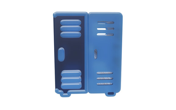 Blue gym locker storage unit isolated on transparent background for athletic facility UI and digital icon design