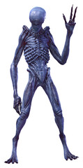 3D Rendering Blue Alien on White © photosvac