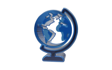 Blue globe 3d icon isolated on transparent background for international business and global communication themes © mrsranuakter