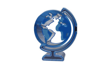 Blue globe 3d icon isolated on transparent background for world travel and international logistics business themes © mrsranuakter