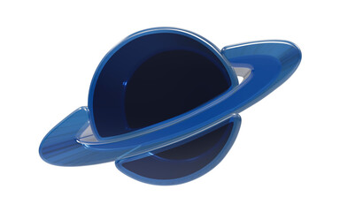 Planet with rings 3d icon isolated on transparent background for space and astronomy educational projects © mrsranuakter