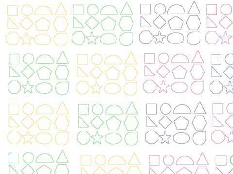 Seamless geometric shape outline pattern on white background 