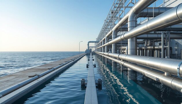 Modern Coastal Desalination Plant for Freshwater Production
