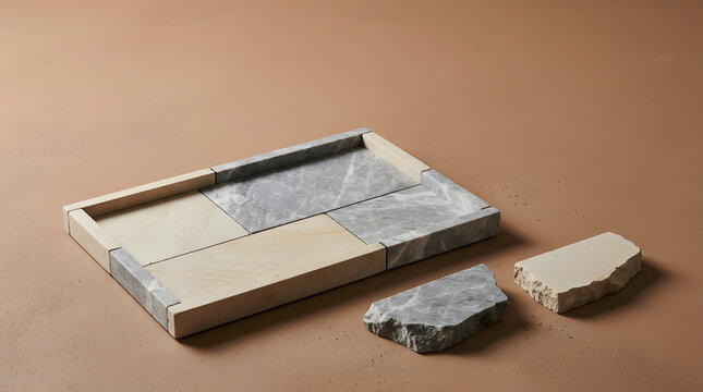 Conceptual still life illustrating material recovery, reuse and circular design for a resource-conscious economy. AI Generated.