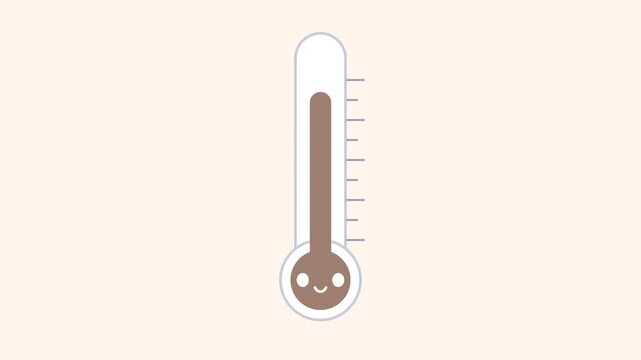 Cute animated thermometer shows increasing temperature and then a checkmark