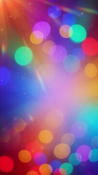 Gentle tilt revealing a vibrant scene filled with colorful abstract sunlight flares, perfect for adding text and enhancing promotional videos