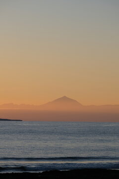 sunset and the mountain teide