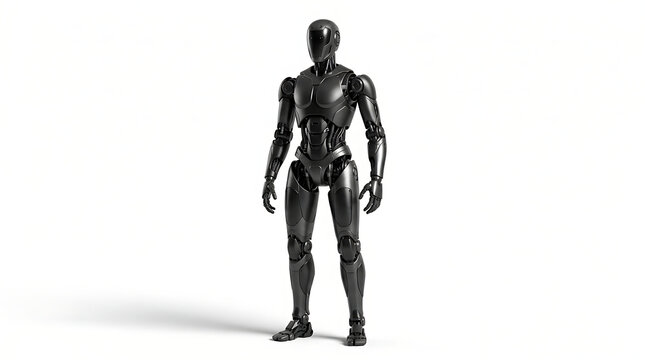 3d humanoid robot standing with arms down in neutral pose