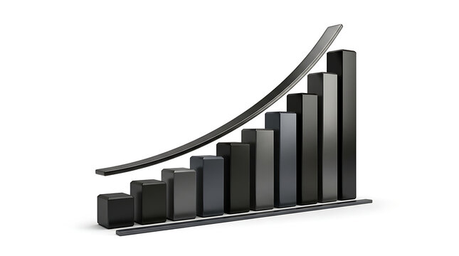 Growing bar chart with upward trend and increasing heights