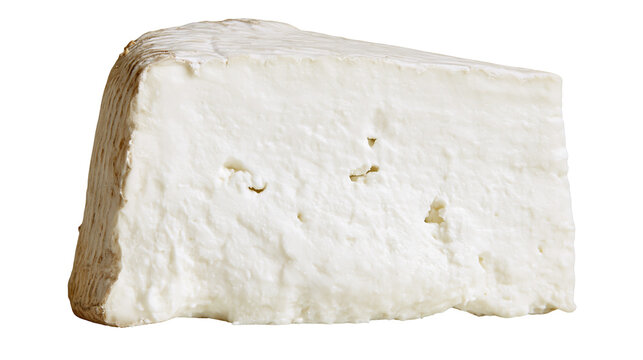Wedge of creamy soft ripened goat cheese with textured rind