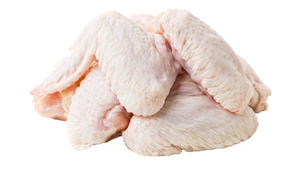 Raw fresh chicken wings pile on a white surface © Torben