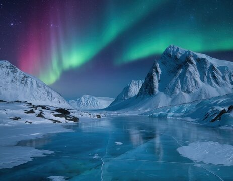 Northern lights arctic landscape