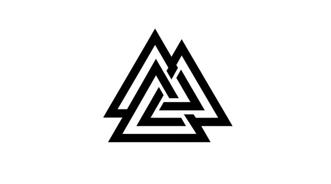 Valknut Symbol - Three Interlocked Triangles Norse Mythology Viking Icon Isolated on White Background