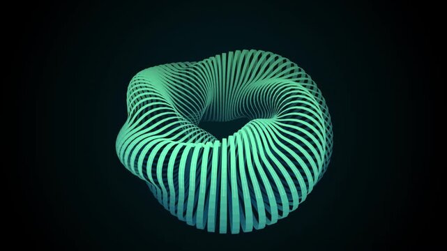 Mint green morphing toroidal ring motion loop
