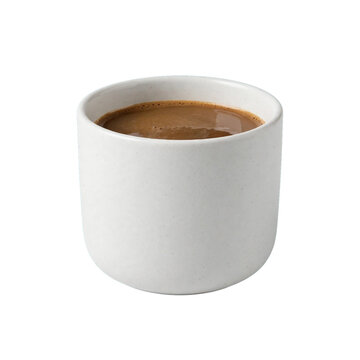 Fresh Hot Black Coffee Cup and Saucer Isolated on White Background