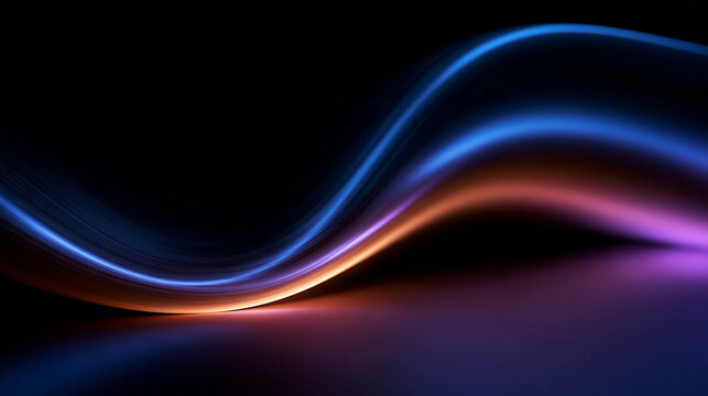 Abstract Glowing Waves with Blue and Orange Light Trails