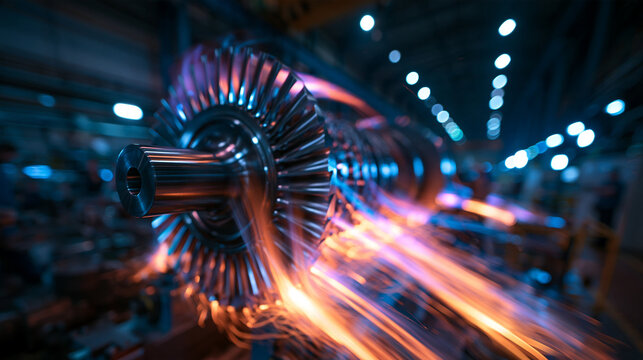 Industrial Gas Turbine Rotor in Modern Manufacturing Facility