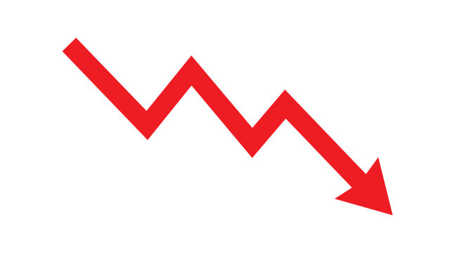 Red downward trend arrow icon showing decline or financial loss