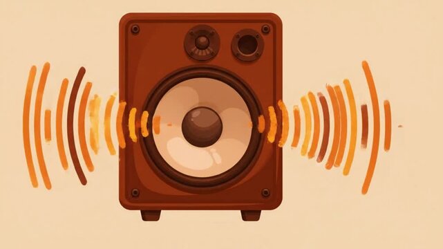 Retro Vintage Audio Speaker Vector Icon with Wireless Wi-Fi Connectivity, Radio Sound Symbol, Internet Network Communication and Modern Technology Illustration