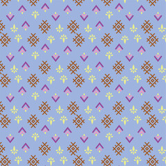 Seamless pattern with ethnic geometric shapes and floral elements on © usman