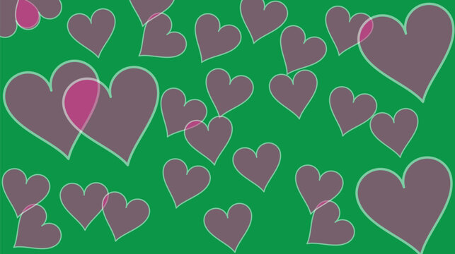 Playful Heart Pattern on Green Background