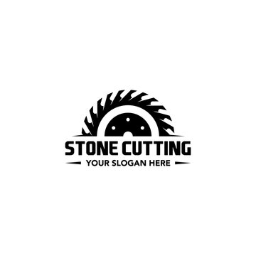 Professional vector logo design featuring a circular saw blade icon, perfectly tailored for stone cutting, masonry, construction, marble fabrication, or industrial machinery businesses.
