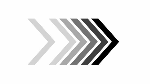 Right-directional arrow loop animation. Animated forward arrows on white background.