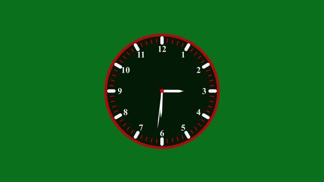 Clock white glow light moving fast motion on green screen background .animation of the clock face at twelve o'clock green screen,Motion graphics of clock concept