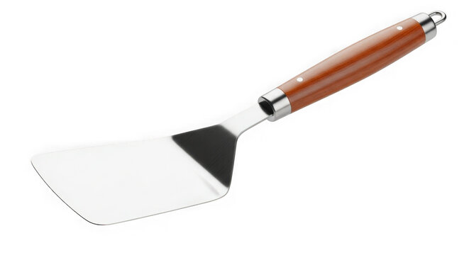 Wooden handled putty knife on white background