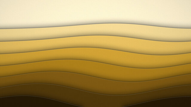 Gold papercut waves with soft shadows, clean background