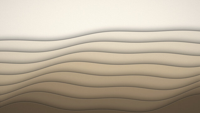 Beige papercut waves with soft shadows, clean background