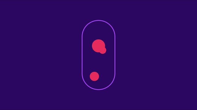 Minimalist motion animation of floating pink spheres in a purple capsule frame abstract background circle