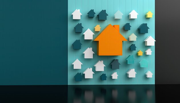 Unique Orange House Stands Out Among Many Small Houses.