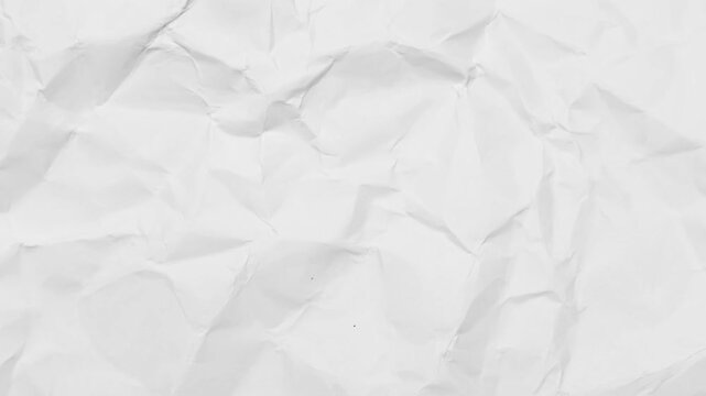 Crumpled paper animation,, white texture animation, White crumpled paper stop motion background texture. Paper texture background loop, grunge texture background.  Stop motion animation.