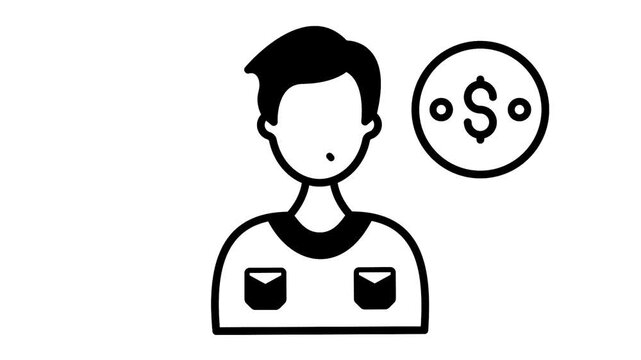 person facing economic hardship and worry after ai animation, dealing with financial difficulties animated video, financial stress and money problems motion graphics