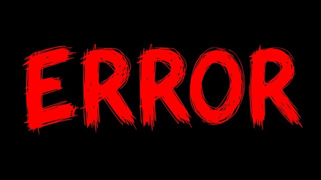 red error text animation with dynamic line boil effect on transparent alpha channel background