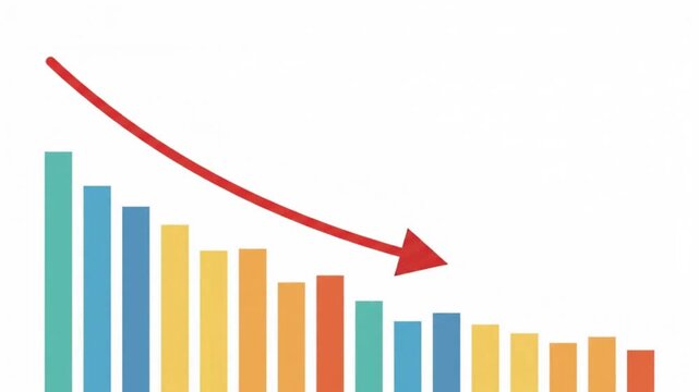 Declining bar chart animation showing falling financial data and negative stock market trends concept