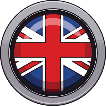 Metallic Circle Union Jack Pin Symbol Illustration