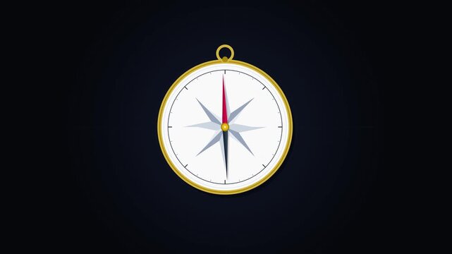 Golden Compass Icon Transparent Background Looping Motion