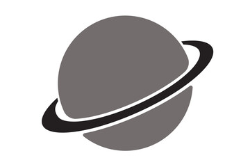 Planet Saturn Icon Silhouette Isolated on White Background © LensCraft Haven