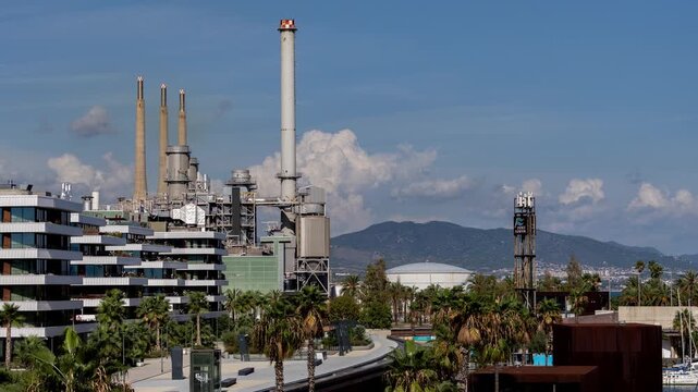timelapse shot of the port forum in barcelona spain