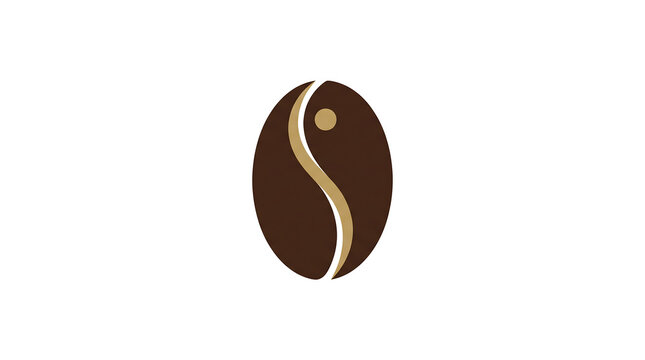 Stylized Coffee Bean with Yin Yang Symbol Inside, Representing Balance and Energy.