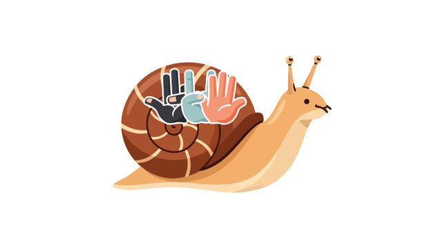Diverse Hands Forming Snail Shell on Slow Moving Creature, Symbolizing Teamwork and Progress in Business Growth Concepts