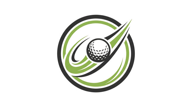 Dynamic Golf Ball Motion Graphic with Swirling Lines and Circular Frame.