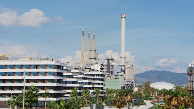 shot of the port forum in barcelona spain