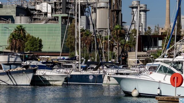 timelapse shot of the port forum in barcelona spain