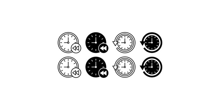 History clock icon set representing rewind and past time.