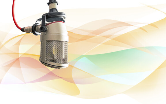 Background with a professional microphone and copy space